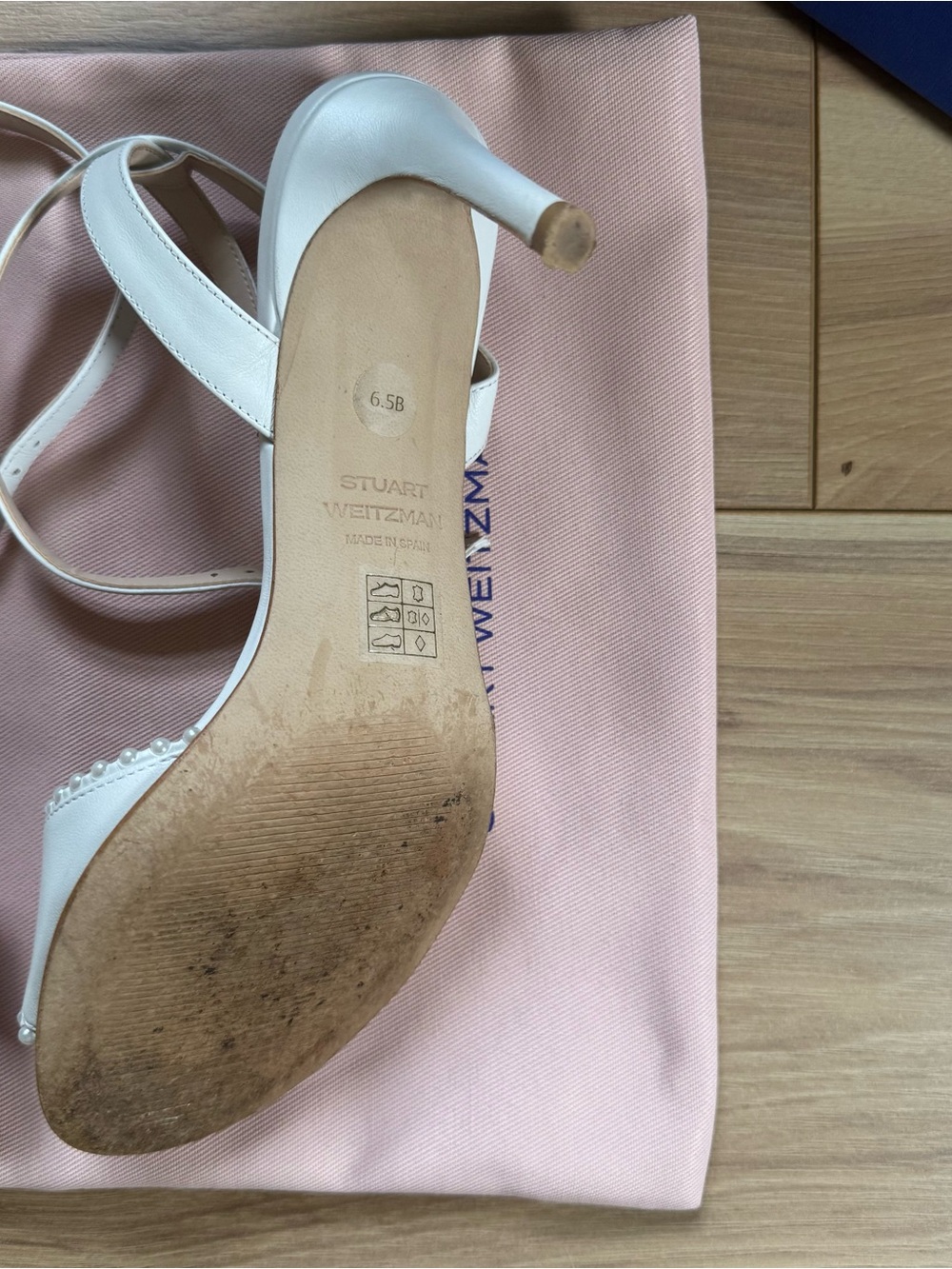 Stuart Weitzman Marilyn Pearl Sandal 75 Bridal Heels White Size 6.5 - Picture 9 of 11